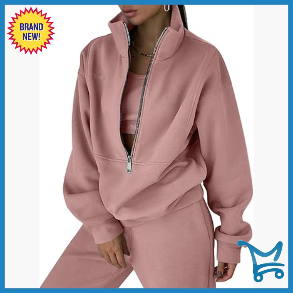 Women's Fleece Tracksuit Set Long Sleeve Sweatshirt Jogger Pants Lounge
